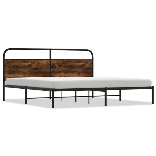 Metallbett ohne Matratze Räuchereiche 183x213 cm