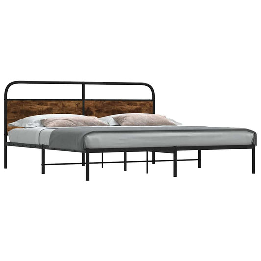 Metallbett ohne Matratze Räuchereiche 183x213 cm