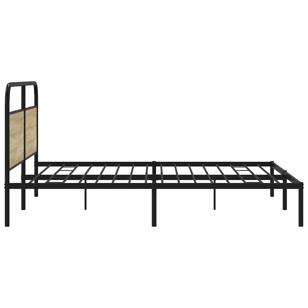 Metallbett ohne Matratze Sonoma-Eiche 200x200 cm