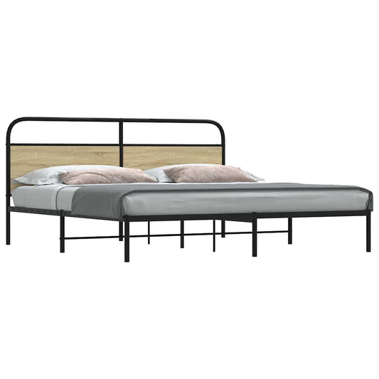 Metallbett ohne Matratze Sonoma-Eiche 200x200 cm
