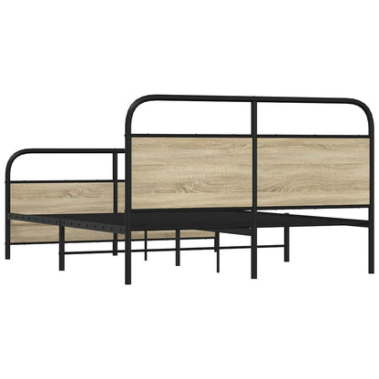 Metallbett ohne Matratze Sonoma-Eiche 160x200 cm