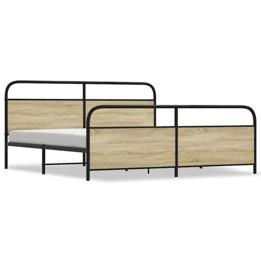 Metallbett ohne Matratze Sonoma-Eiche 200x200 cm