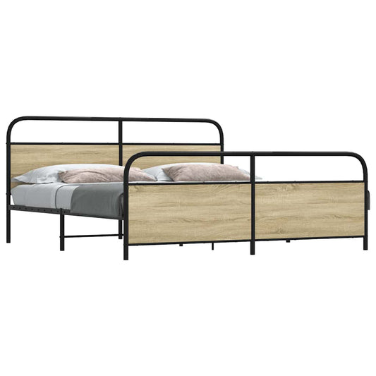 Metallbett ohne Matratze Sonoma-Eiche 200x200 cm