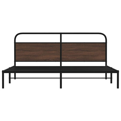 Metallbett ohne Matratze Braun Eichen-Optik 180x200 cm