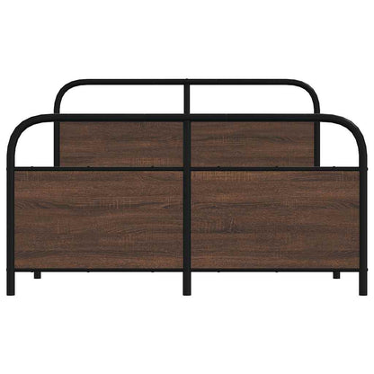Metallbett ohne Matratze Braun Eichen-Optik 137x190 cm