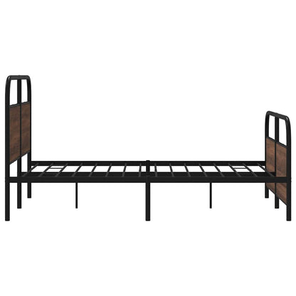 Metallbett ohne Matratze Braun Eichen-Optik 137x190 cm