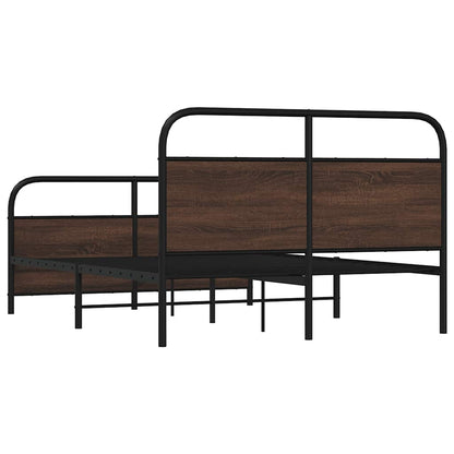 Metallbett ohne Matratze Braun Eichen-Optik 137x190 cm