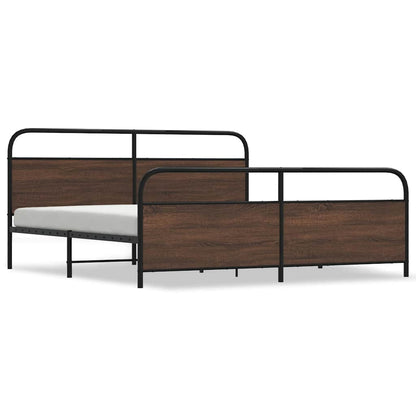 Metallbett ohne Matratze Braun Eichen-Optik 183x213 cm
