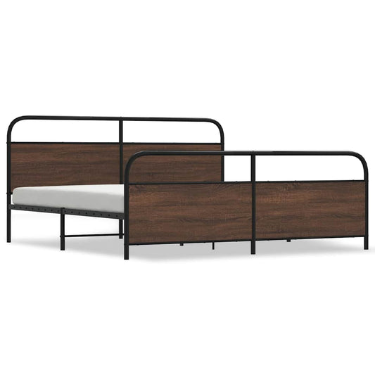 Metallbett ohne Matratze Braun Eichen-Optik 183x213 cm
