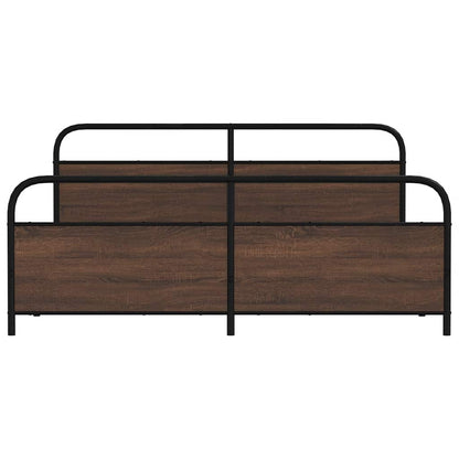 Metallbett ohne Matratze Braun Eichen-Optik 183x213 cm