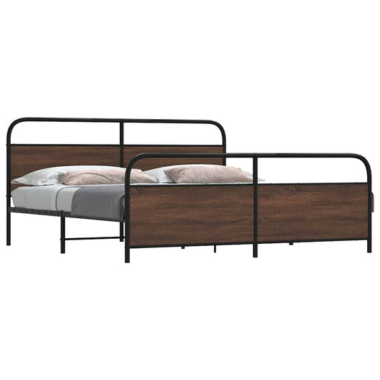 Metallbett ohne Matratze Braun Eichen-Optik 183x213 cm