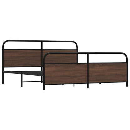 Metallbett ohne Matratze Braun Eichen-Optik 193x203 cm