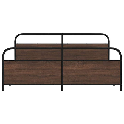 Metallbett ohne Matratze Braun Eichen-Optik 193x203 cm