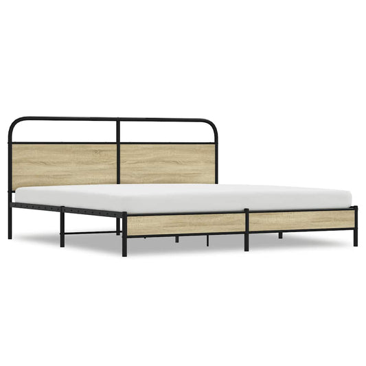 Metallbett ohne Matratze Sonoma-Eiche 193x203 cm