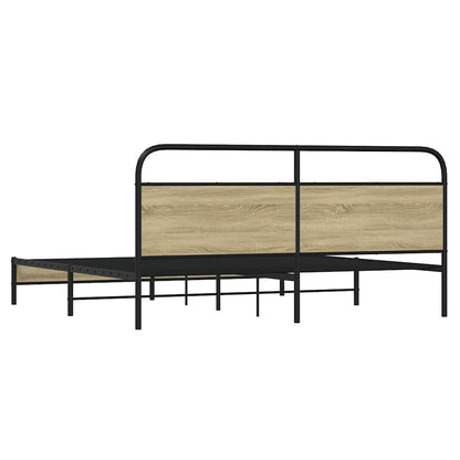 Metallbett ohne Matratze Sonoma-Eiche 193x203 cm
