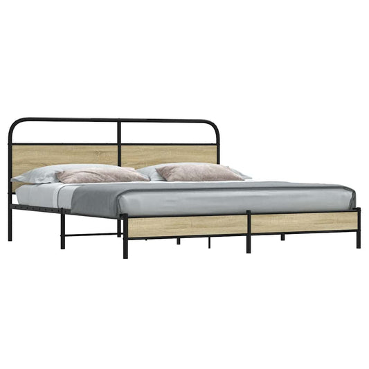 Metallbett ohne Matratze Sonoma-Eiche 193x203 cm