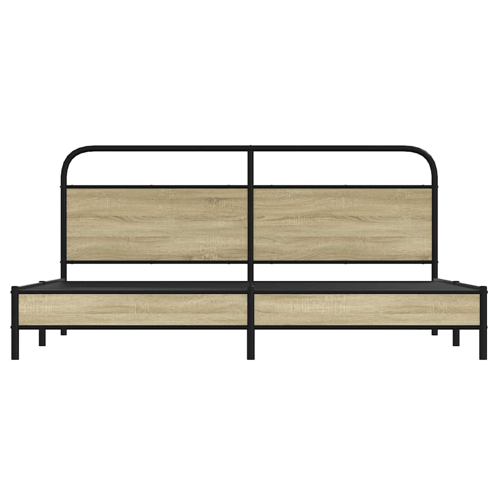 Metallbett ohne Matratze Sonoma-Eiche 200x200 cm