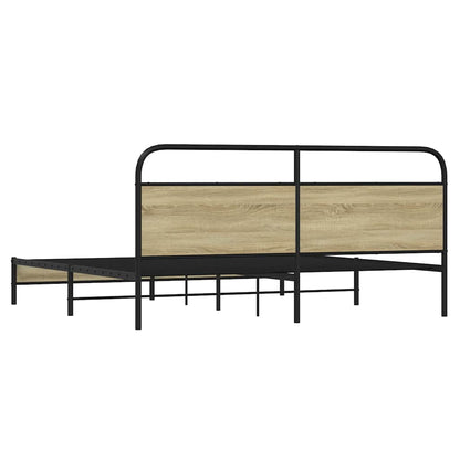Metallbett ohne Matratze Sonoma-Eiche 200x200 cm