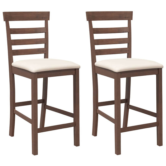 Barhocker mit Kissen 2 Stk. Braun Massivholz Gummibaum