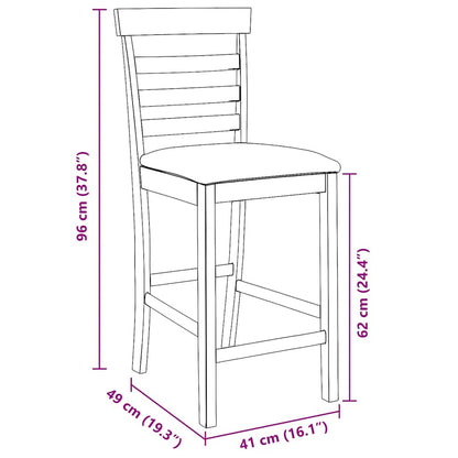 Barhocker mit Kissen 2 Stk. Braun Massivholz Gummibaum