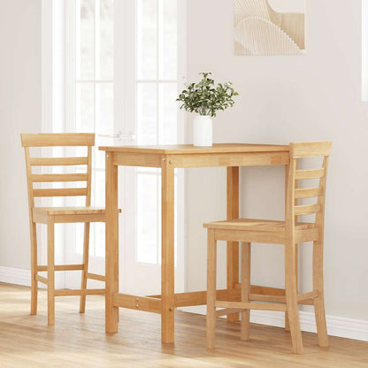 Barhocker 2 Stk. Natur Massivholz Gummibaum