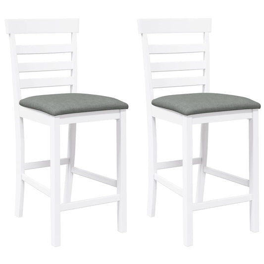 Barhocker mit Kissen 2 Stk. Weiß Massivholz Gummibaum