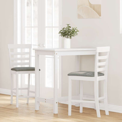 Barhocker mit Kissen 2 Stk. Weiß Massivholz Gummibaum