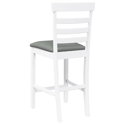 Barhocker mit Kissen 2 Stk. Weiß Massivholz Gummibaum