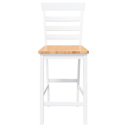 Barhocker 2 Stk. Weiß Massivholz Gummibaum