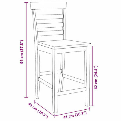 Barhocker 2 Stk. Weiß Massivholz Gummibaum