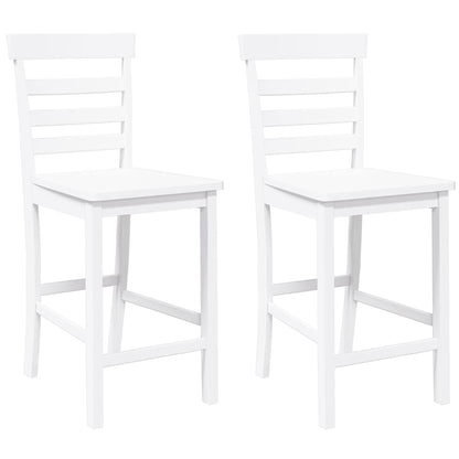 Barhocker 2 Stk. Weiß Massivholz Gummibaum