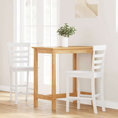 Barhocker 2 Stk. Weiß Massivholz Gummibaum