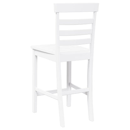 Barhocker 2 Stk. Weiß Massivholz Gummibaum