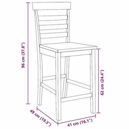 Barhocker 2 Stk. Weiß Massivholz Gummibaum