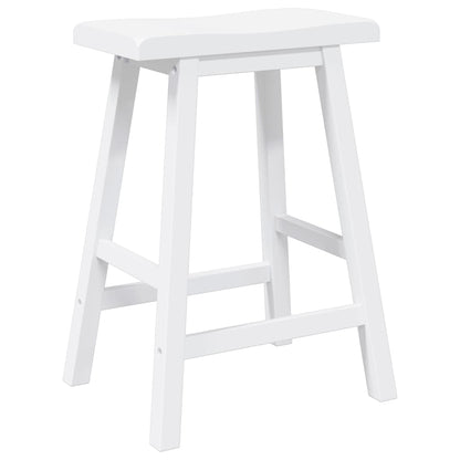 Barhocker 2 Stk. Weiß Massivholz Gummibaum