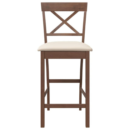 Barhocker mit Kissen 2 Stk. Braun Massivholz Gummibaum