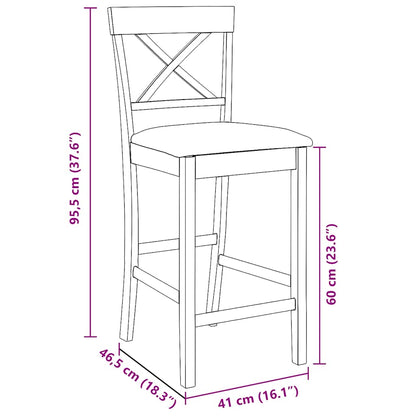 Barhocker mit Kissen 2 Stk. Braun Massivholz Gummibaum