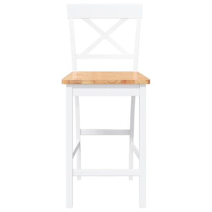 Barhocker 2 Stk. Weiß Massivholz Gummibaum