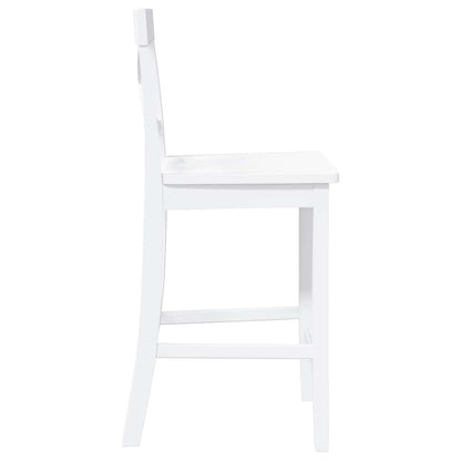 Barhocker 2 Stk. Weiß Massivholz Gummibaum