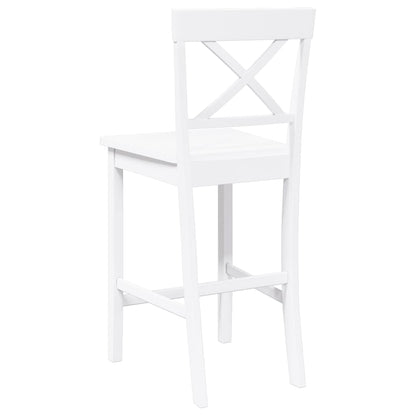 Barhocker 2 Stk. Weiß Massivholz Gummibaum