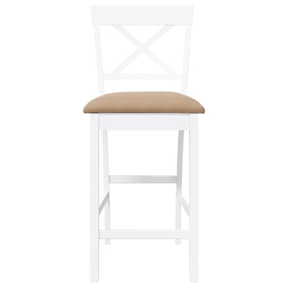 Barhocker mit Kissen 2 Stk. Weiß Massivholz Gummibaum