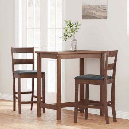 Barhocker mit Kissen 2 Stk. Braun Massivholz Gummibaum