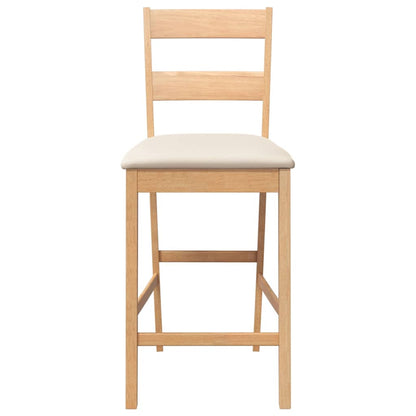 Barhocker mit Kissen 2 Stk. Natur Massivholz Gummibaum