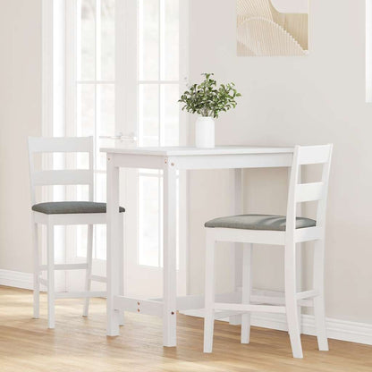 Barhocker mit Kissen 2 Stk. Weiß Massivholz Gummibaum