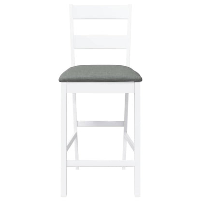 Barhocker mit Kissen 2 Stk. Weiß Massivholz Gummibaum
