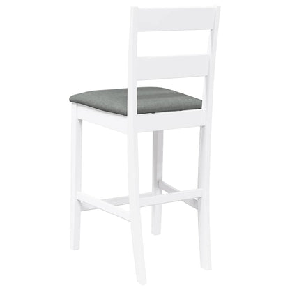 Barhocker mit Kissen 2 Stk. Weiß Massivholz Gummibaum