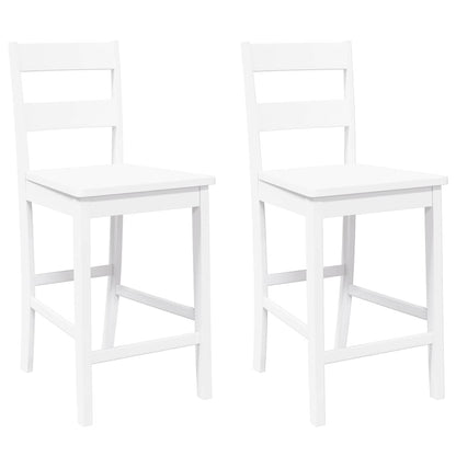 Barhocker 2 Stk. Weiß Massivholz Gummibaum