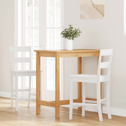 Barhocker 2 Stk. Weiß Massivholz Gummibaum