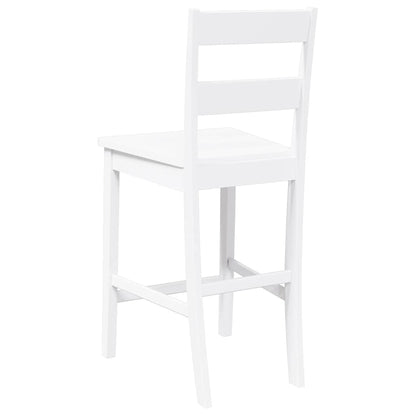 Barhocker 2 Stk. Weiß Massivholz Gummibaum