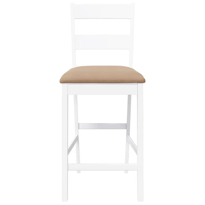 Barhocker mit Kissen 2 Stk. Weiß Massivholz Gummibaum